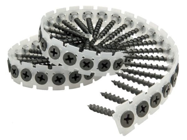 OEM collated screws in strips for screw gun applications
