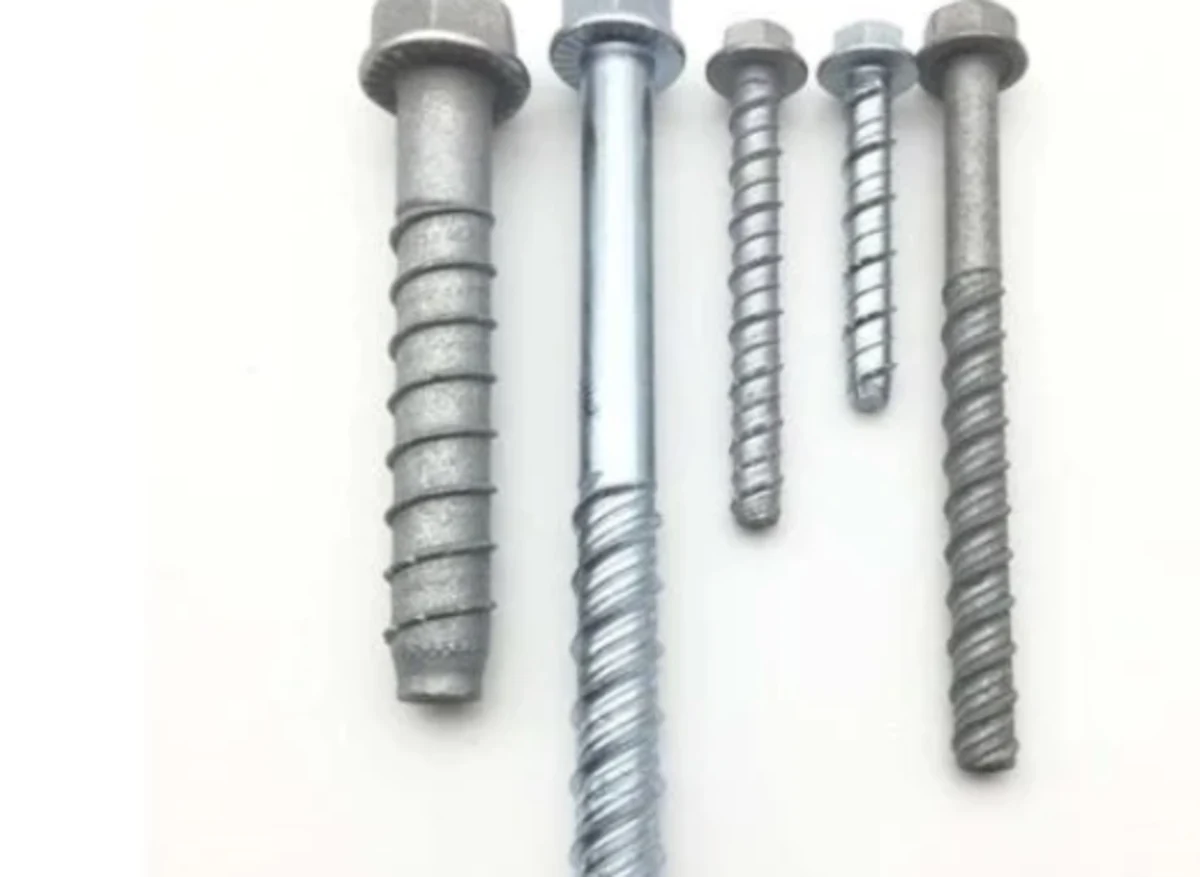Masonry bolts and screw bolts shown in several sizes and finishes.